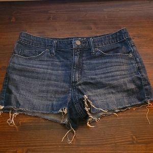 Darker blue wash frayed denim shorts 4/27